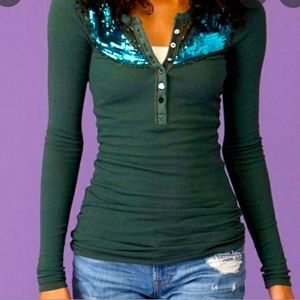 Free People sequin shirt size Small
